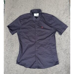 Father Sons Mens XL Stretch Slim Fit Short Sleeve Button Down Shirt Navy Red